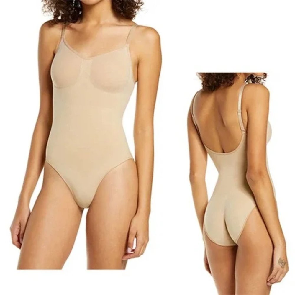 Skims Sculpting Snaps One Piece Full Back Cover Bodysuit Clay Size: Small NWOT